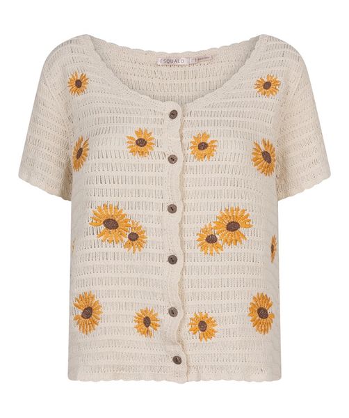 Esqualo Cardigan flower embroidery - beige (NATURAL)