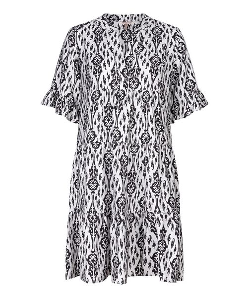 Esqualo Kleid - Ikat print - weiß/schwarz (PRINT)