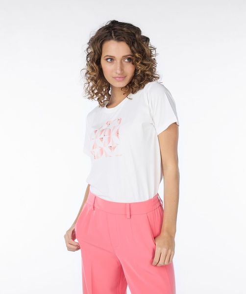 Esqualo T-shirt with front print - white/pink (Offwh Cantaloupe)