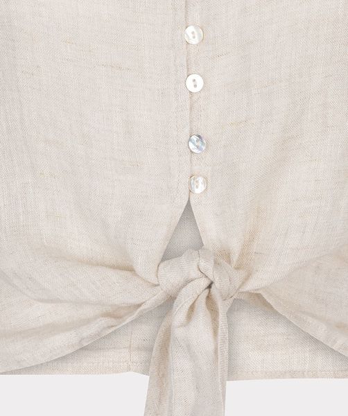 Esqualo Short Linen Blouse with knot   - beige (NATURAL)