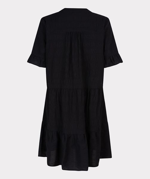 Esqualo Kleid aus Seersucker - schwarz (BLACK)