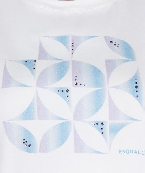 Esqualo T-shirt with front print - white/blue (Offwh Blue)