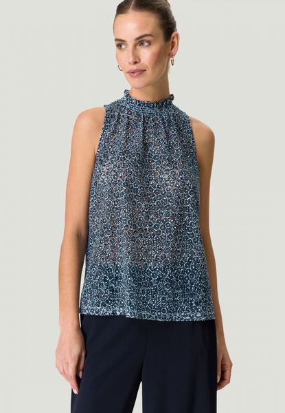Zero Shirt with ruffled stand-up collar - blue (8813)