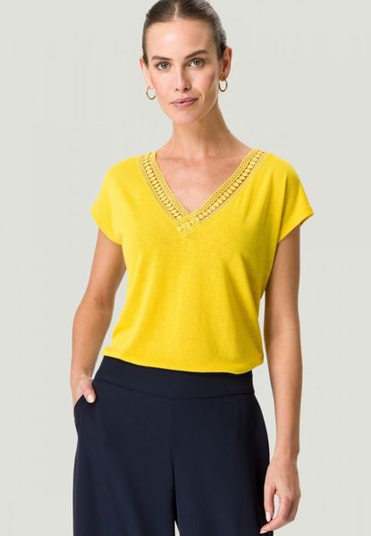 Zero Shirt in Leinenoptik mit Spitzendetail - gelb (2016)