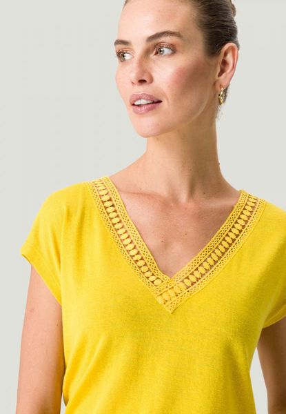 Zero Linen-look shirt with lace detail - yellow (2016)