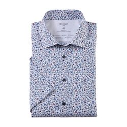 Olymp Modern Fit : chemise à motif floral - bleu (11)