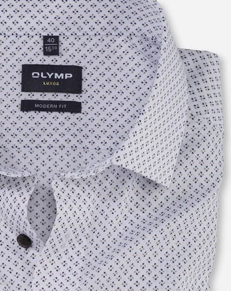 Olymp Moden Fit: Businesshemd - weiß/blau/beige (22)