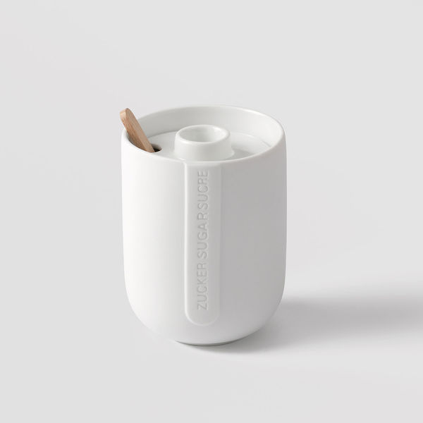 Räder Sugar jar with wooden spoon (Ø7x9.5cm) - white (0)