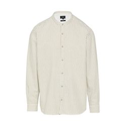 Q/S designed by Stand-up collar shirt made of striped Oxford - beige/white (81G0)