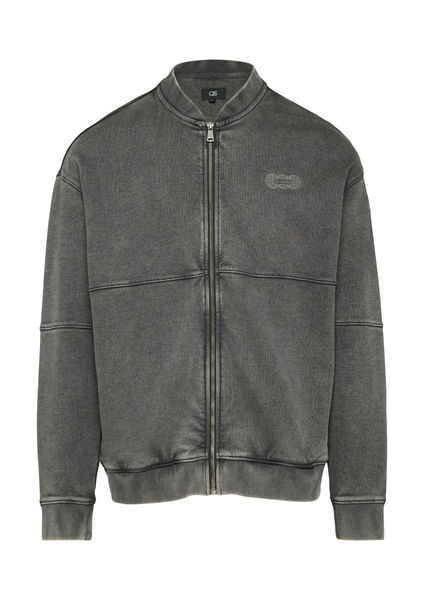 Q/S designed by Sweatshirtjacke mit Wascheffekt und Frontdruck - grau (9999)