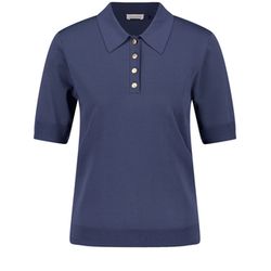 Gerry Weber Collection Kurzarmpullover im Polo-Look - blau (80034)