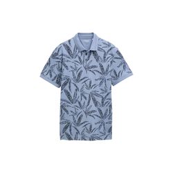 Tom Tailor Piqué Poloshirt mit Palmen-Print - blau (37611)