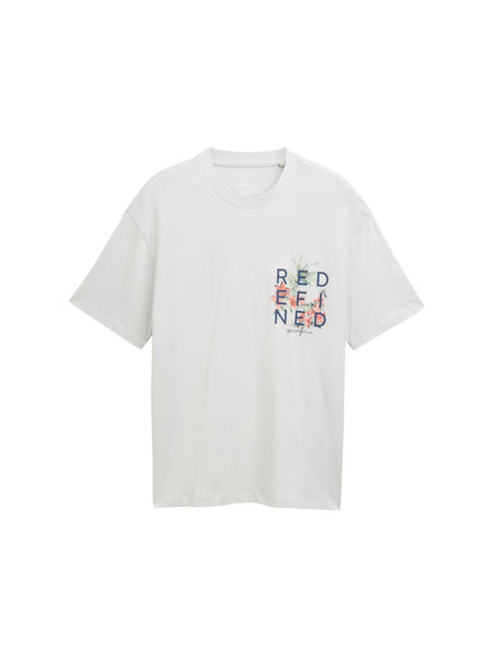Tom Tailor Denim Relaxed Fit T-Shirt mit Rücken-Print - grau (15277)