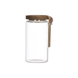 Pomax Glass with lid Tribu (Ø10x20cm) - brown/white (CLR)