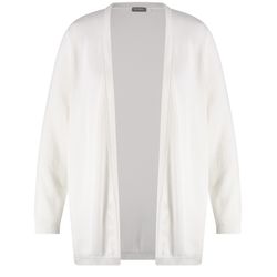 Samoon Cotton-linen knit cardigan - beige/white (09600)