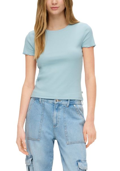 Q/S designed by Cropped top with ribbed texture  - green/blue (6103)