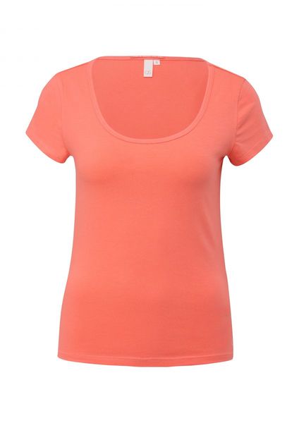 Q/S designed by T-shirt with U-neck - orange (2347)
