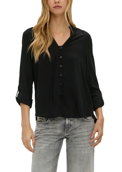 Q/S designed by Blouse with a V-neckline - black (9999)