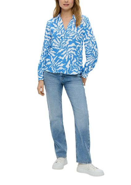 s.Oliver Red Label Viscose blouse with V-neck  - blue/white (55A1)