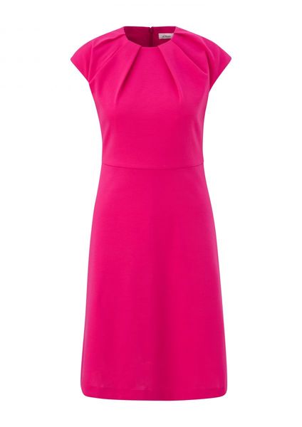 s.Oliver Black Label Kurzes Kleid mit plissiertem Rundhalsausschnitt  - pink (4554)