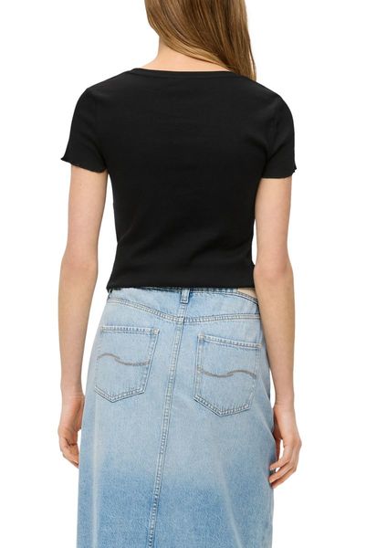 Q/S designed by Cropped top with ribbed texture  - black (9999)