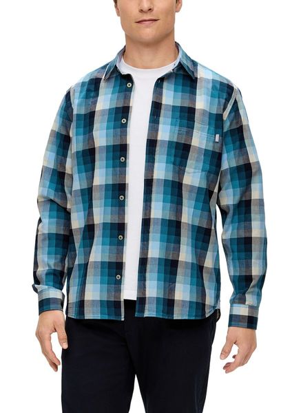 s.Oliver Red Label Regular: Long-sleeved cotton shirt - white/blue (59N3)