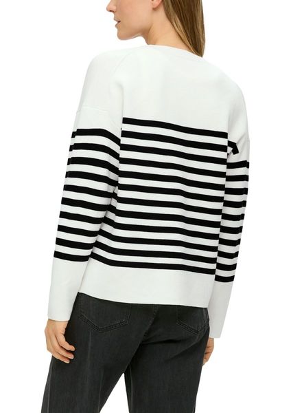 s.Oliver Red Label Veste en tricot à rayures  - blanc/noir (02G5)