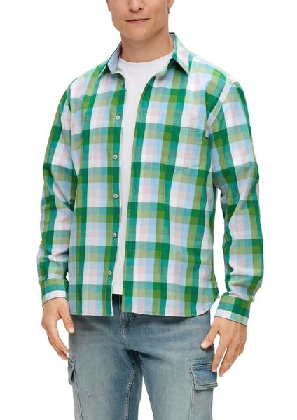 s.Oliver Red Label Regular: Long-sleeved cotton shirt - green/blue (74N3)