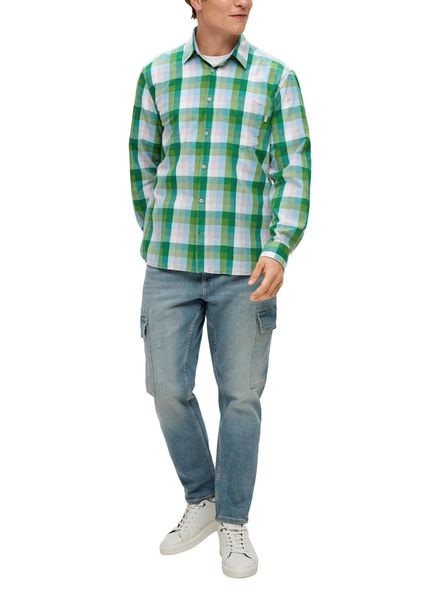 s.Oliver Red Label Regular: Long-sleeved cotton shirt - green/blue (74N3)