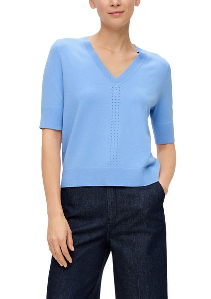 s.Oliver Black Label Knitted top with an openwork pattern  - blue (5340)