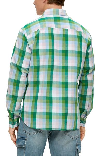 s.Oliver Red Label Regular : chemise à manches longues en coton - vert/bleu (74N3)