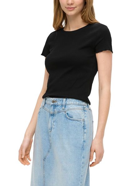 Q/S designed by Cropped top with ribbed texture  - black (9999)