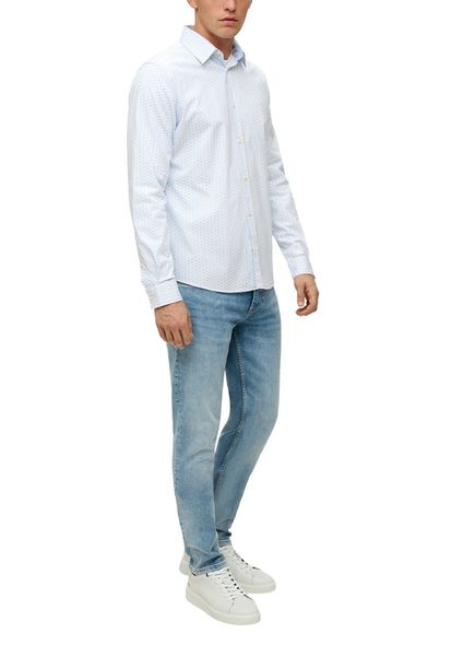 s.Oliver Red Label Slim: Langarmhemd aus Baumwollmix   - blau (50A1)