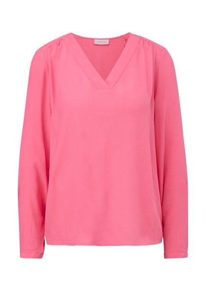 comma CI Crêpe blouse with V-neck - pink (4425)