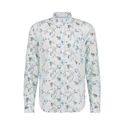 State of Art Linen blend shirt with print - white/blue (1156)