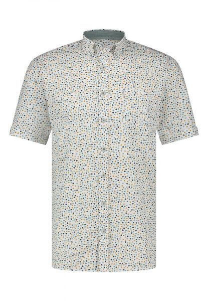 State of Art Regular fit: chemise à manches courtes - blanc/jaune/bleu (1154)