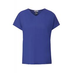 Street One T-Shirt im Materialmix - blau (15614)