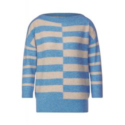 Street One Sweater with striped print - blue/beige (25515)