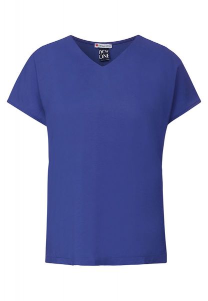 Street One T-shirt en mélange de matières - bleu (15614)
