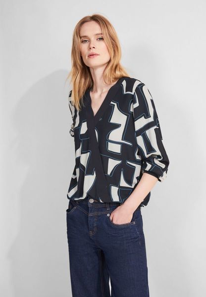 Street One Printed wrap blouse - blue (31238)