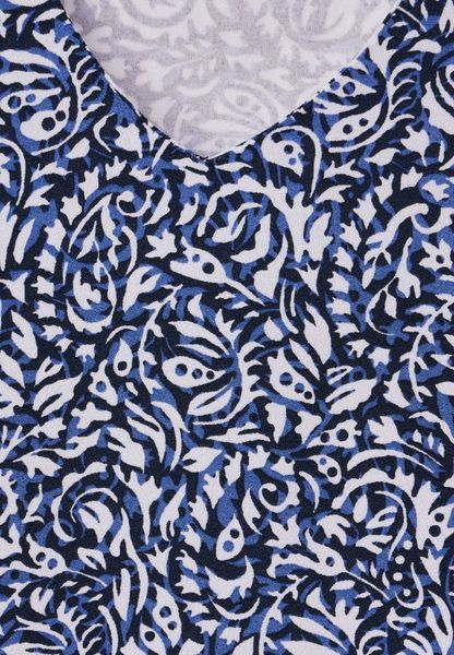 Street One Printed v-neck shirt - blue (35614)