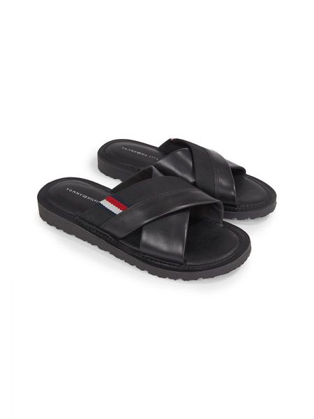 Tommy Hilfiger Leather sandal with crossed straps - black (BDS)
