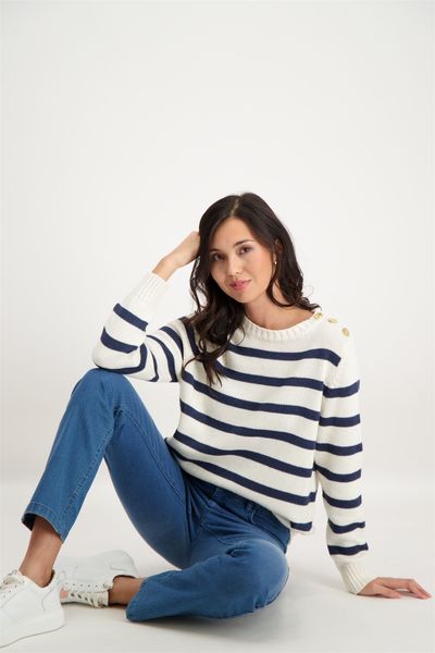 Signe nature Striped sweater - white/blue (26)