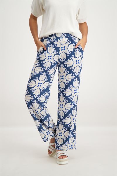 Signe nature Trousers with an all-over pattern - white/blue (96)