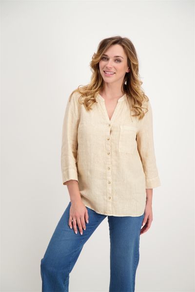 Signe nature Linen blouse - yellow/beige (2)