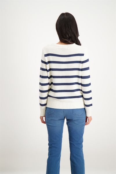 Signe nature Striped sweater - white/blue (26)