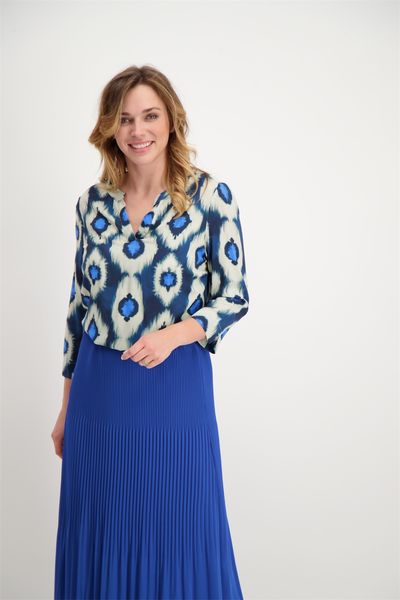 Signe nature Blouse in natural material - blue (96)