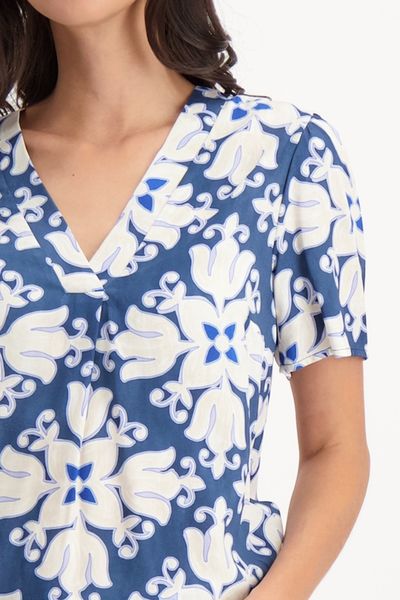Signe nature Blouse with an all-over pattern - white/blue (96)