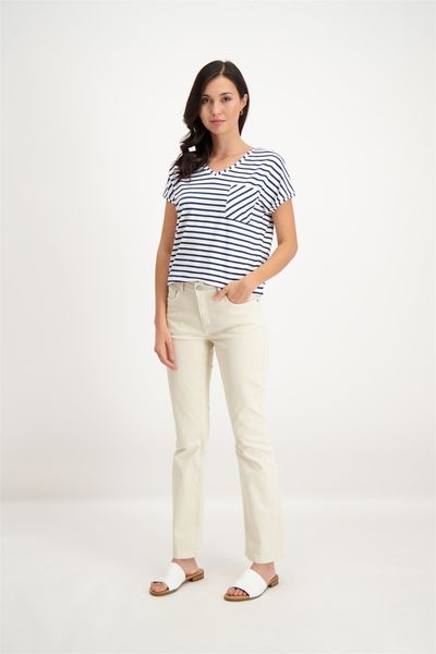Signe nature T-shirt with stripes - white/blue (96)