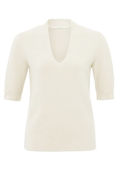Yaya V-neck short sleeve sweater - beige (99293)